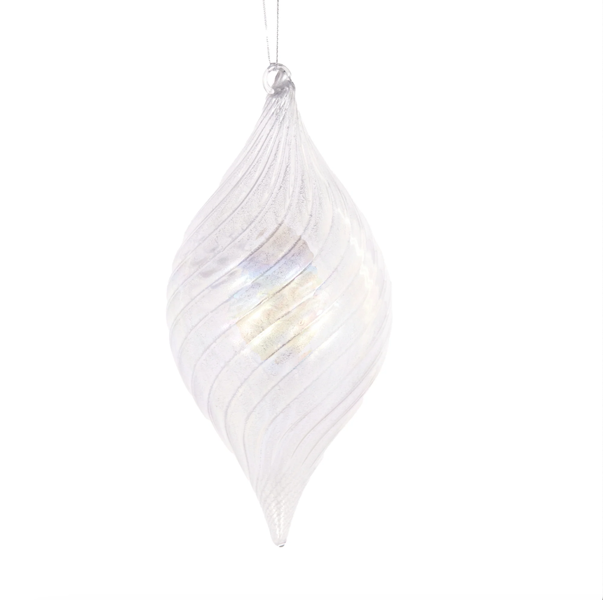 High Shine Silver Swirl Drop Bauble