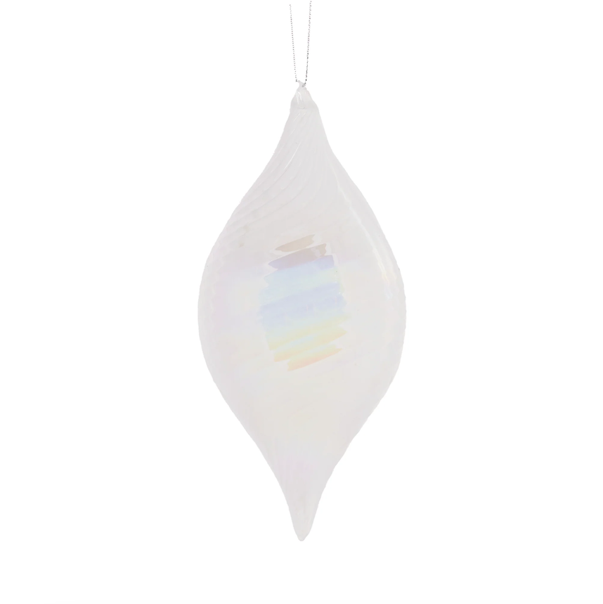 High Shine White Swirl Drop Bauble