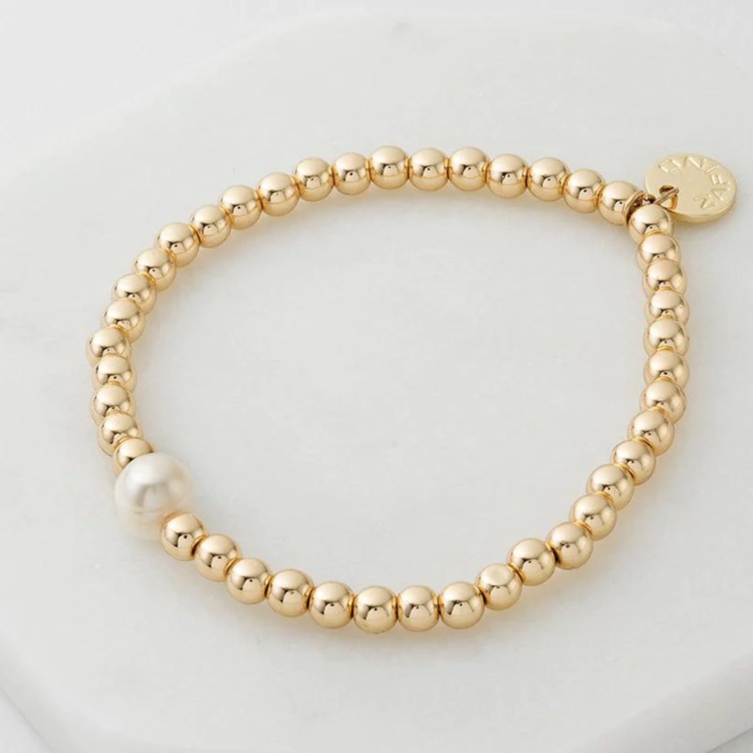 Bead &amp; Pearl Bracelet | Gold