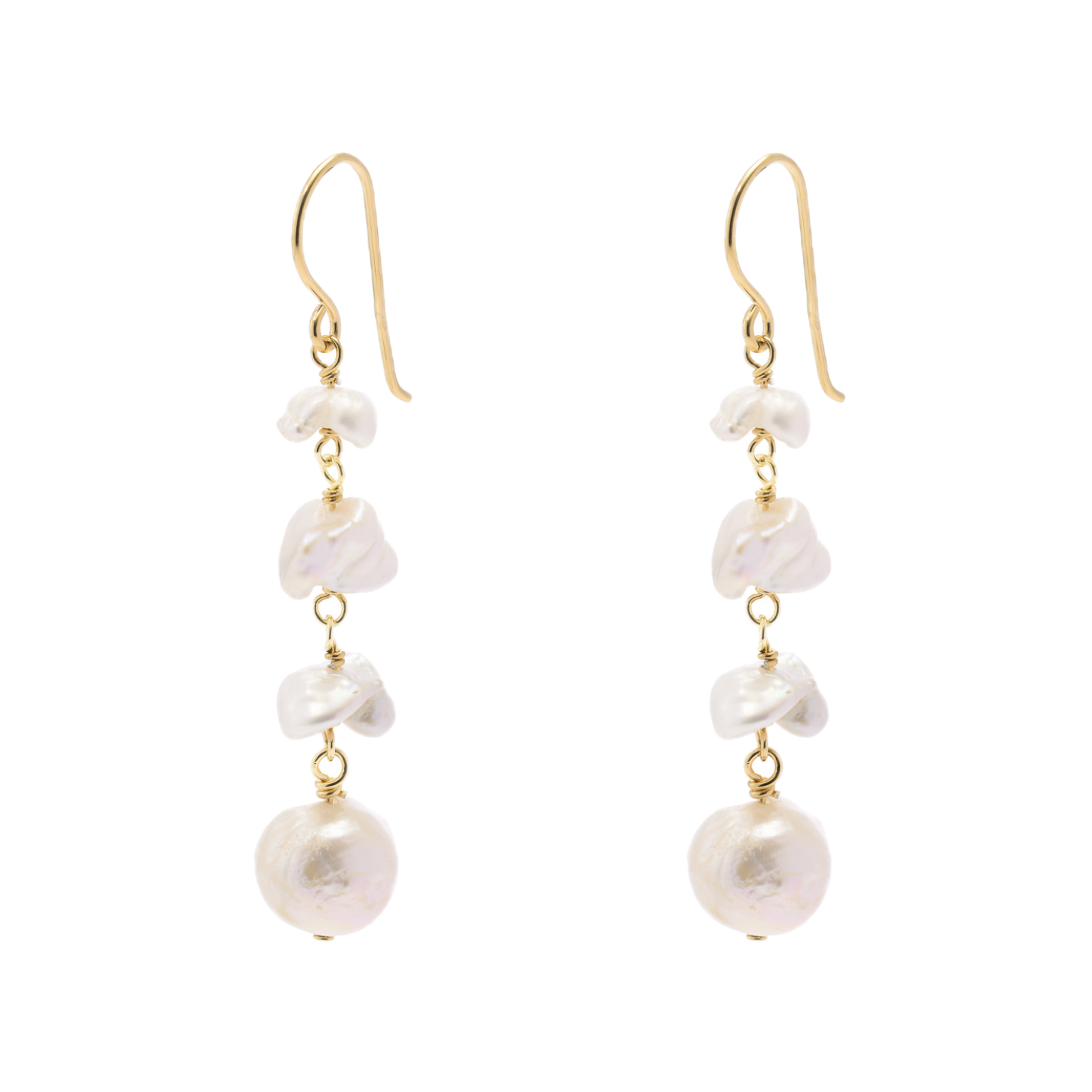 Hanging Pearls Earrings | Gold