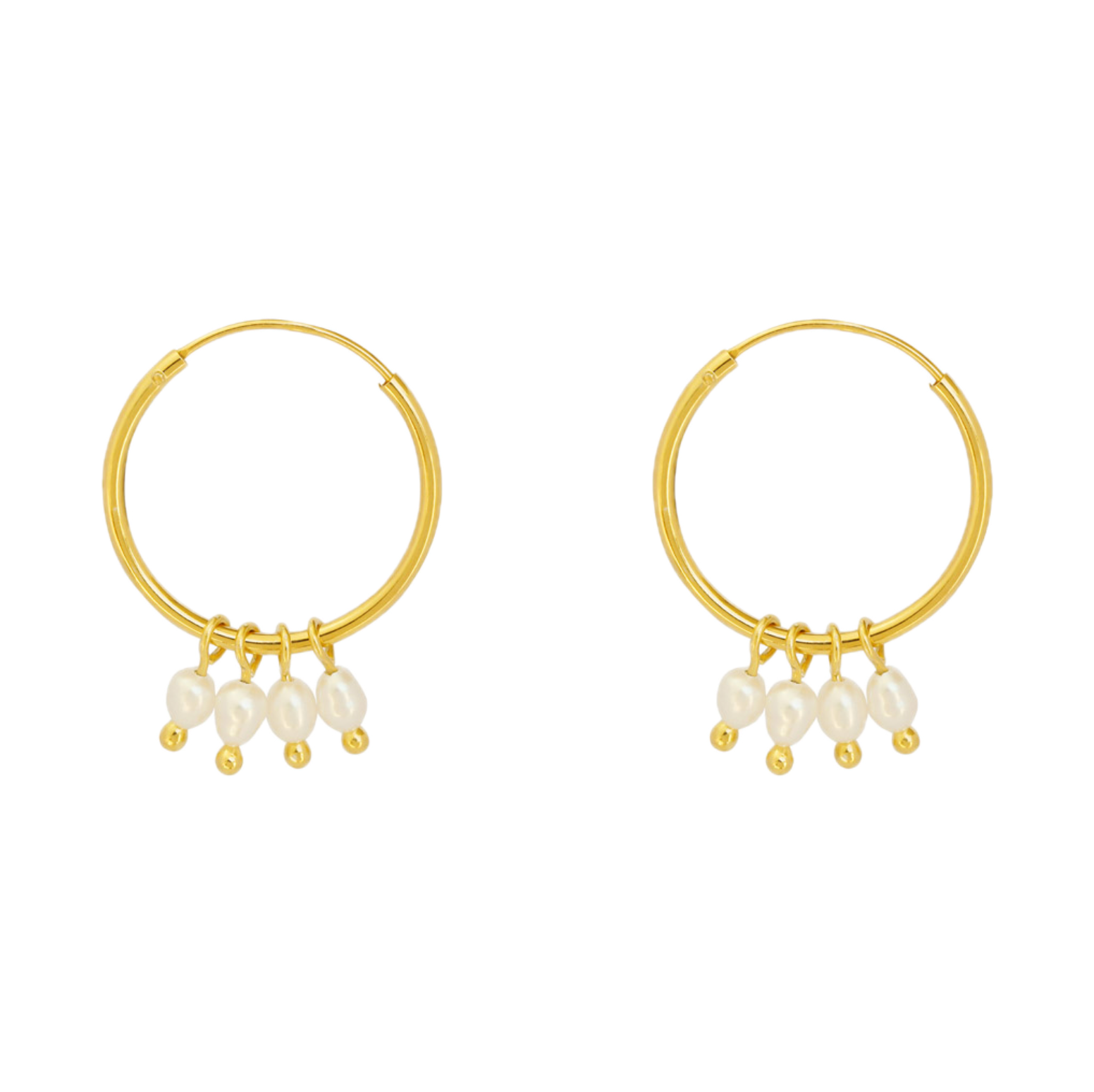 Hanging Pearl Hoops | Gold