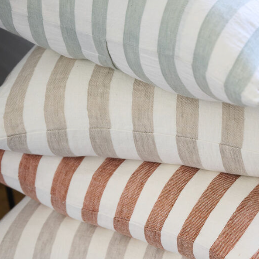 Santi Outdoor Cushion | White/Pistachio Stripe