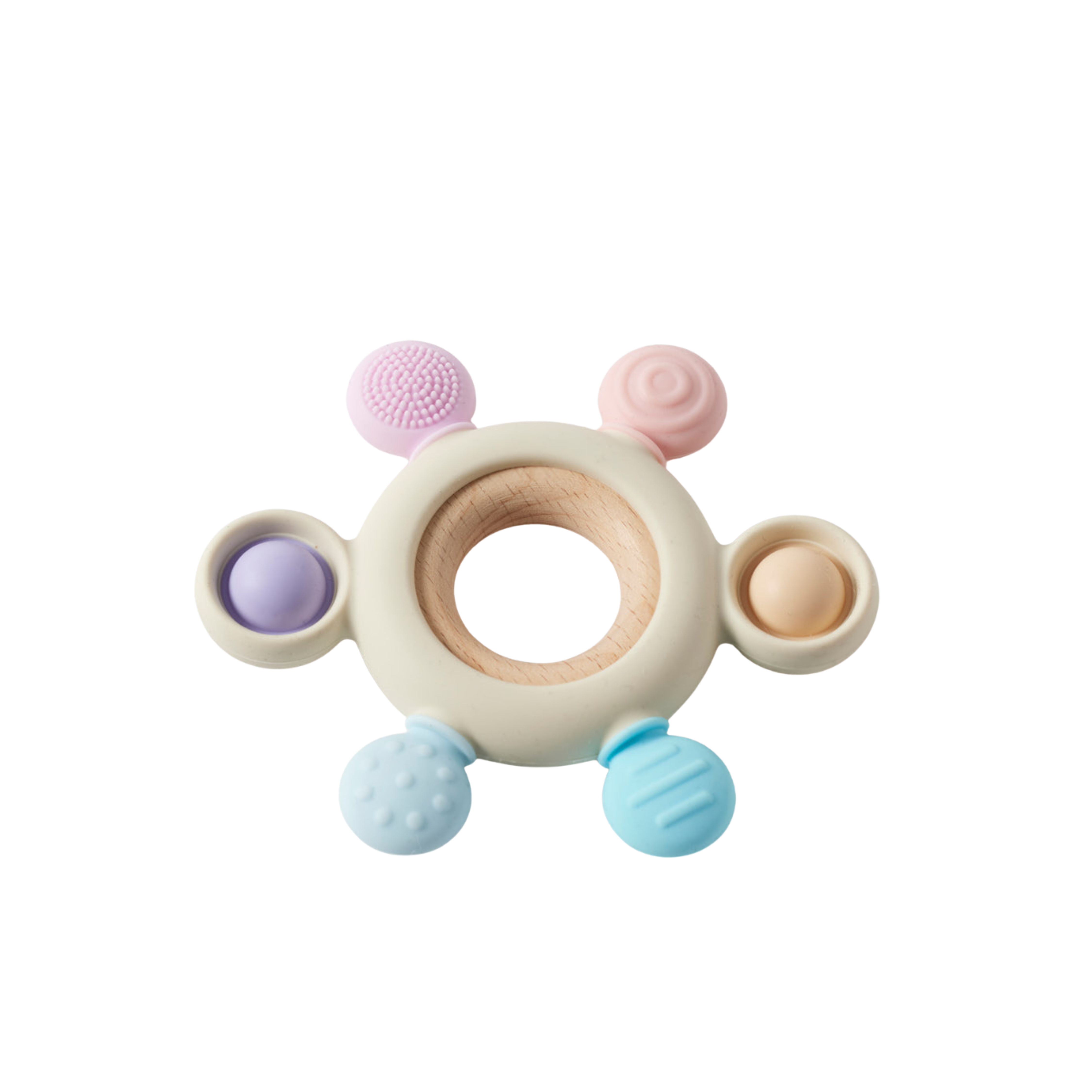 Sensory Beaded Silicone &amp; Wood Teether