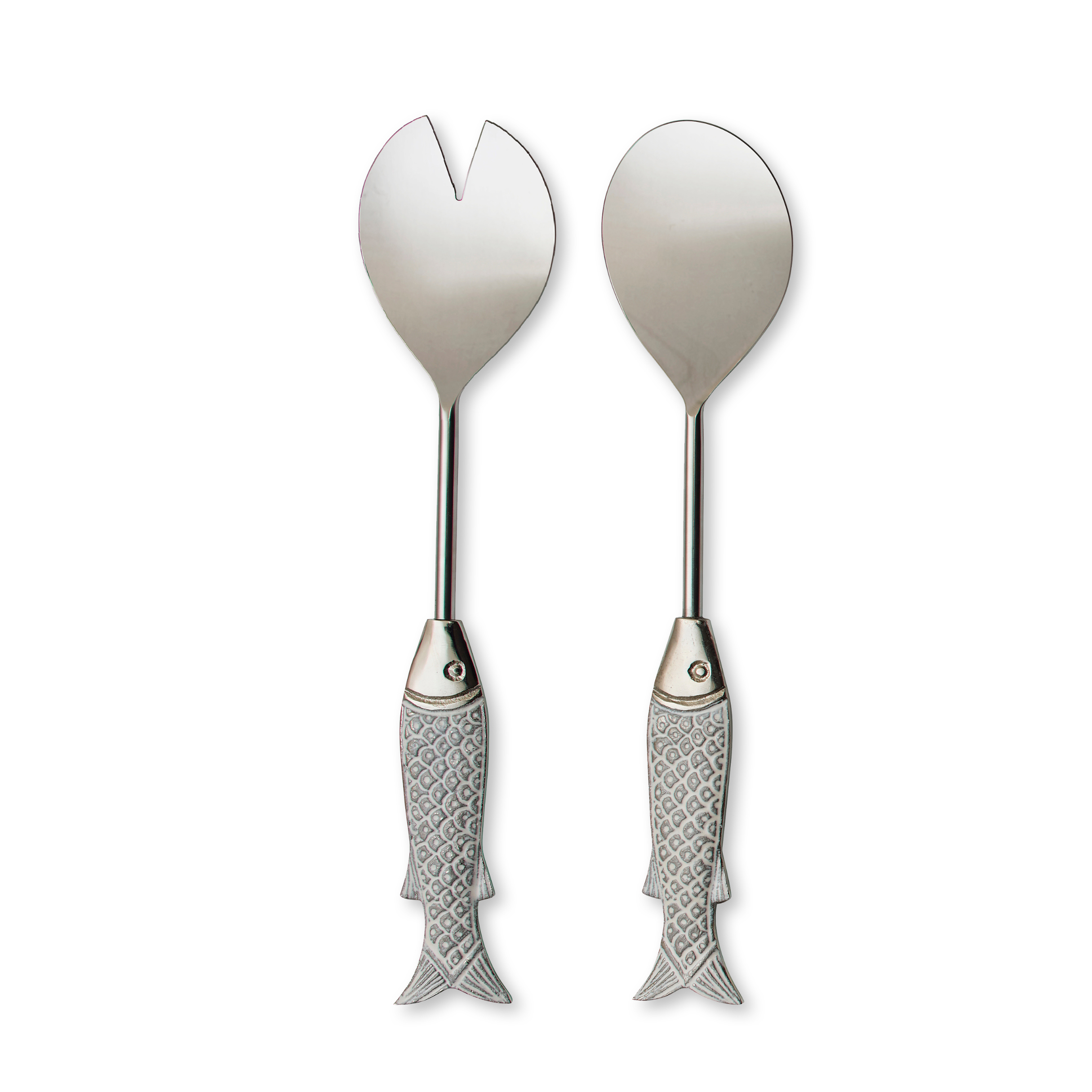 Seychelles Silver Fish Salad Server Set