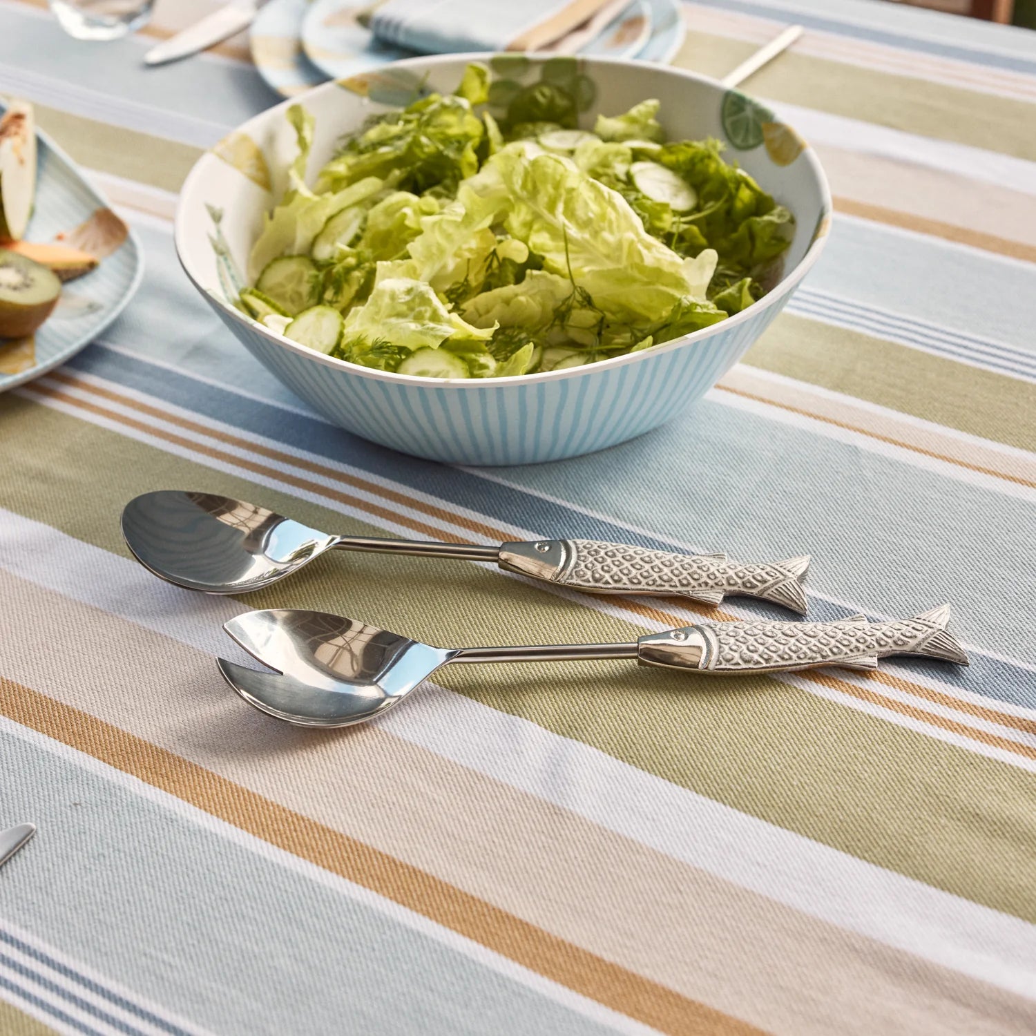 Seychelles Silver Fish Salad Server Set