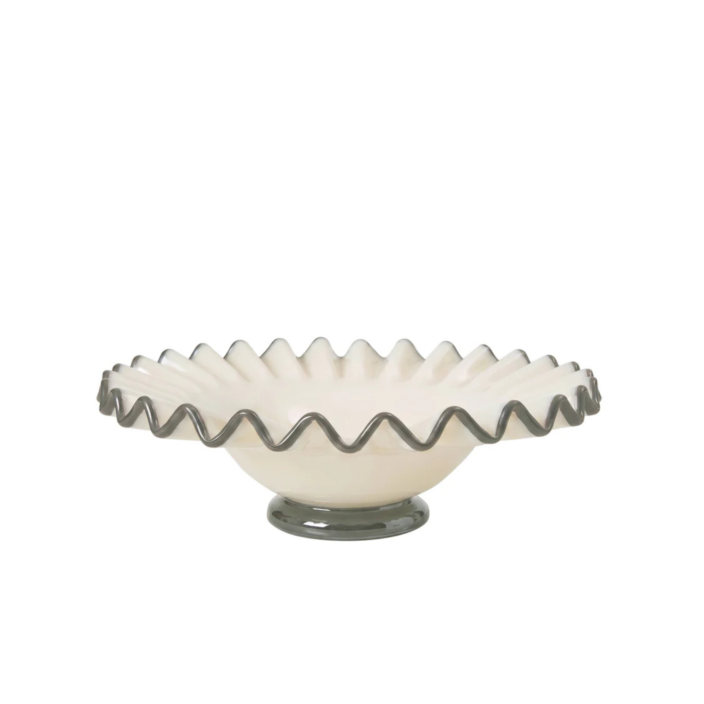 Sigrid Frill Dish Footed Medium | Cream/Green