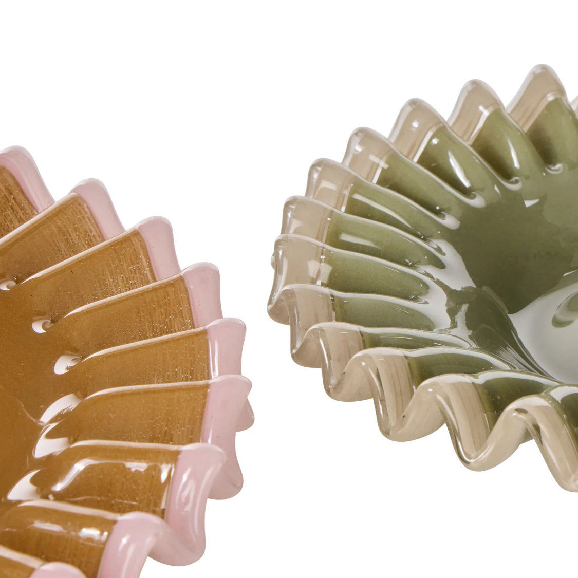 Sigrid Frill Dish Small | Green &amp; Grey