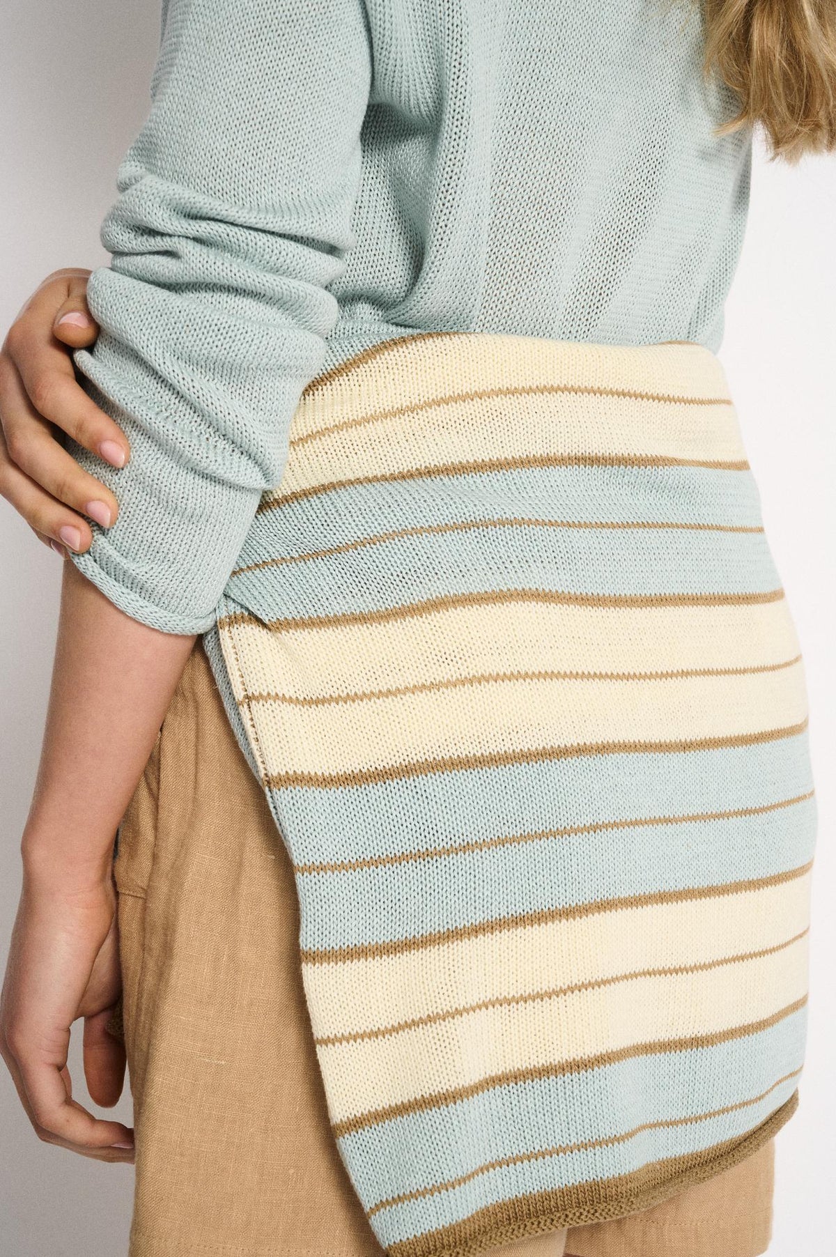 Solene Stripe Knit | Dusty Aqua Stripe