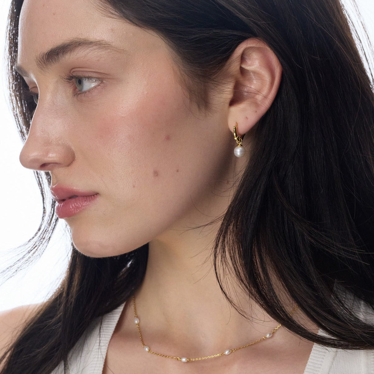 Tessa Pearl Hoop | Silver