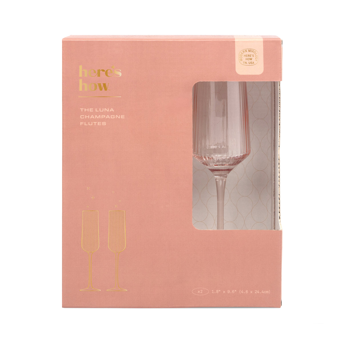 The Luna Set of 2 Champagne Flutes | Blush