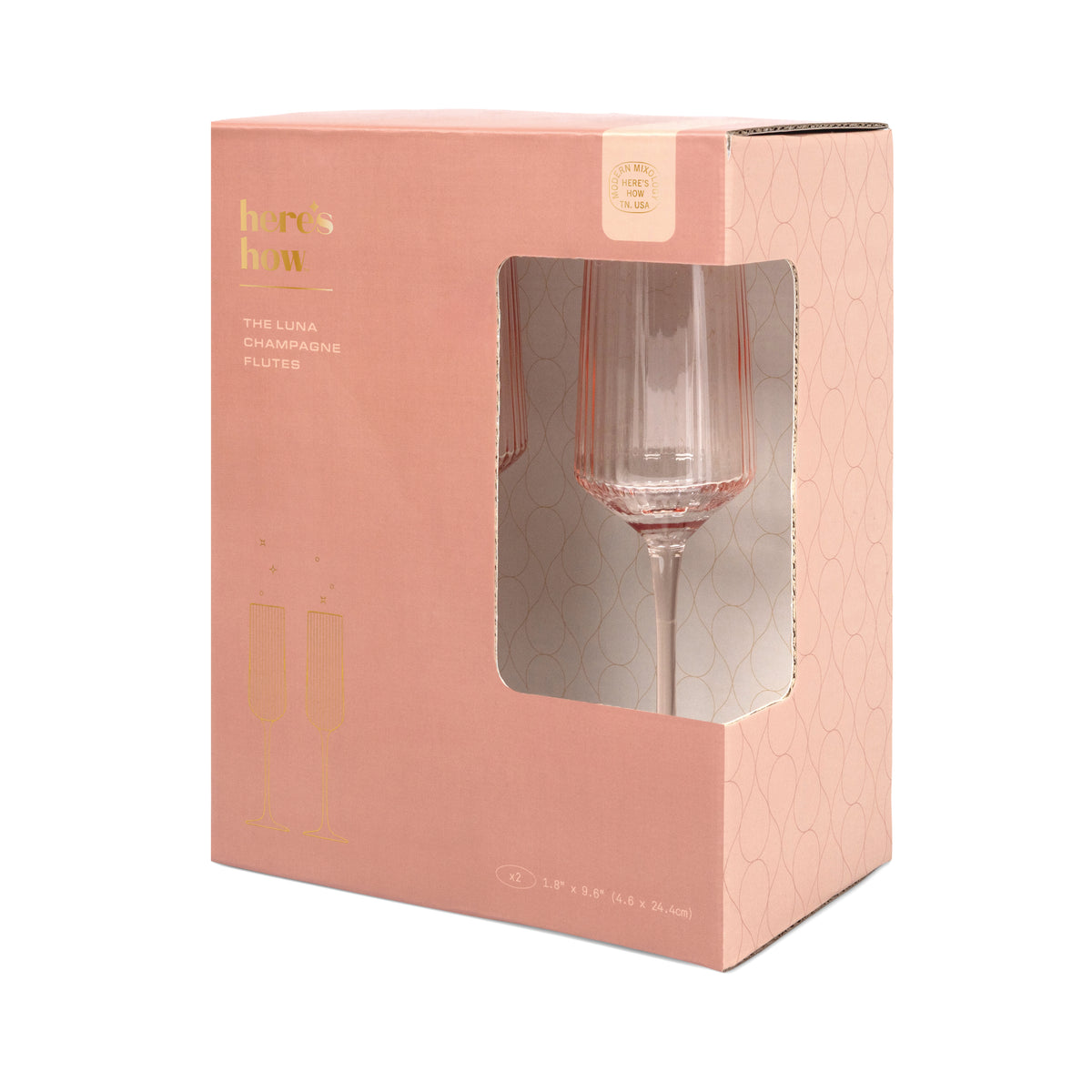 The Luna Set of 2 Champagne Flutes | Blush