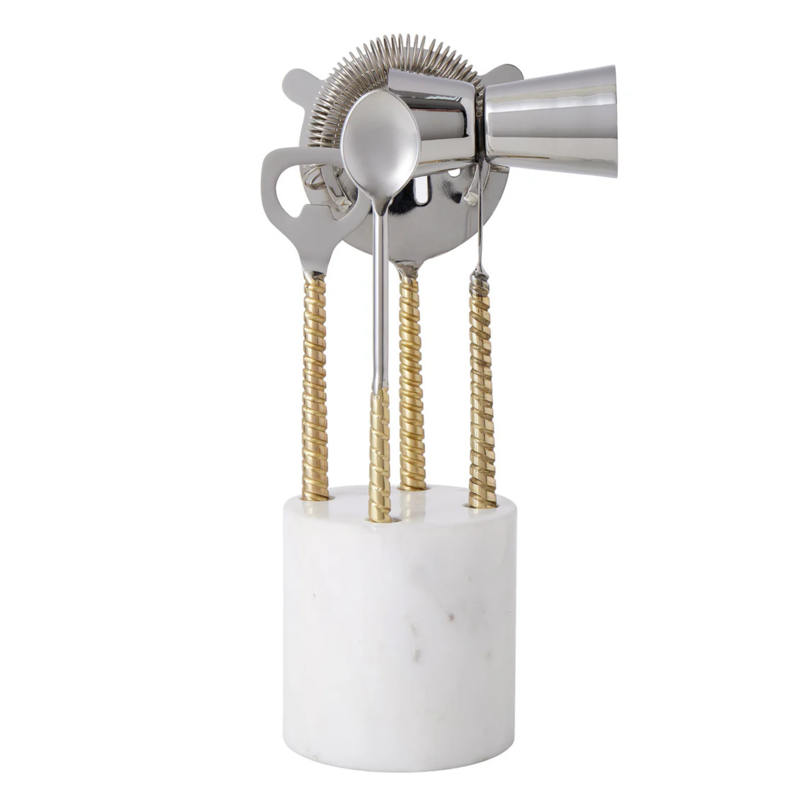 Twisted Gold Handle and Marble Bar 5pcs Set