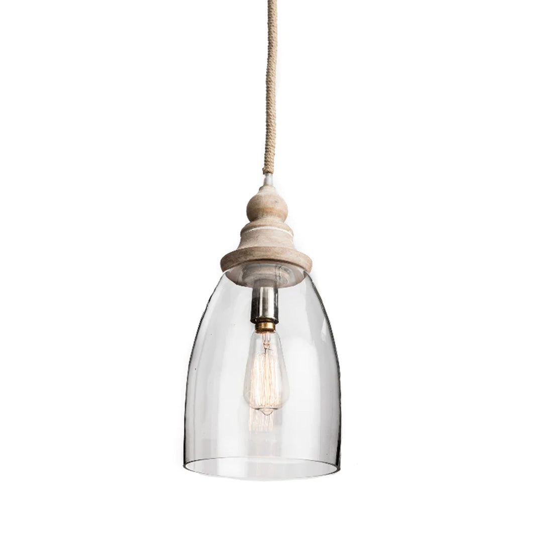 Glass Pendant with Wood Finial Finish
