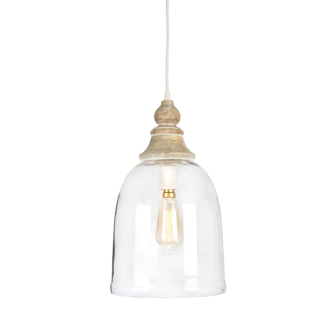 Haven Bell Wood and Glass Pendant Light