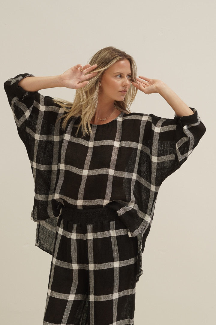 Valentina Top | Black &amp; White Checks