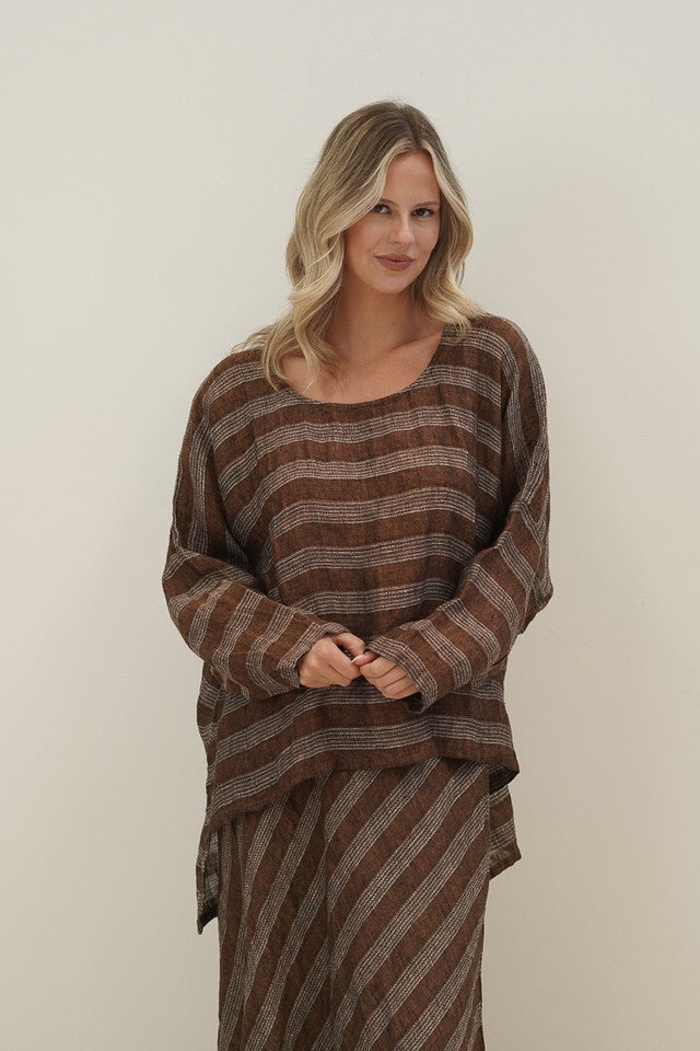 Valentina Top | Rust &amp; White Stripes