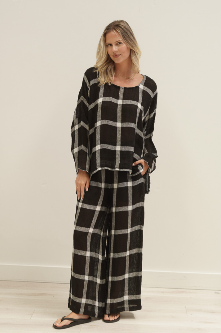 Valentina Top | Black &amp; White Checks