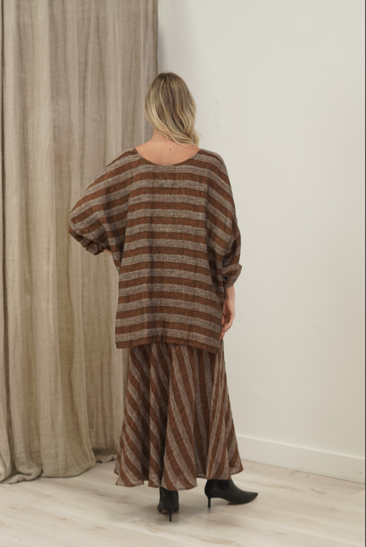 Valentina Top | Rust &amp; White Stripes