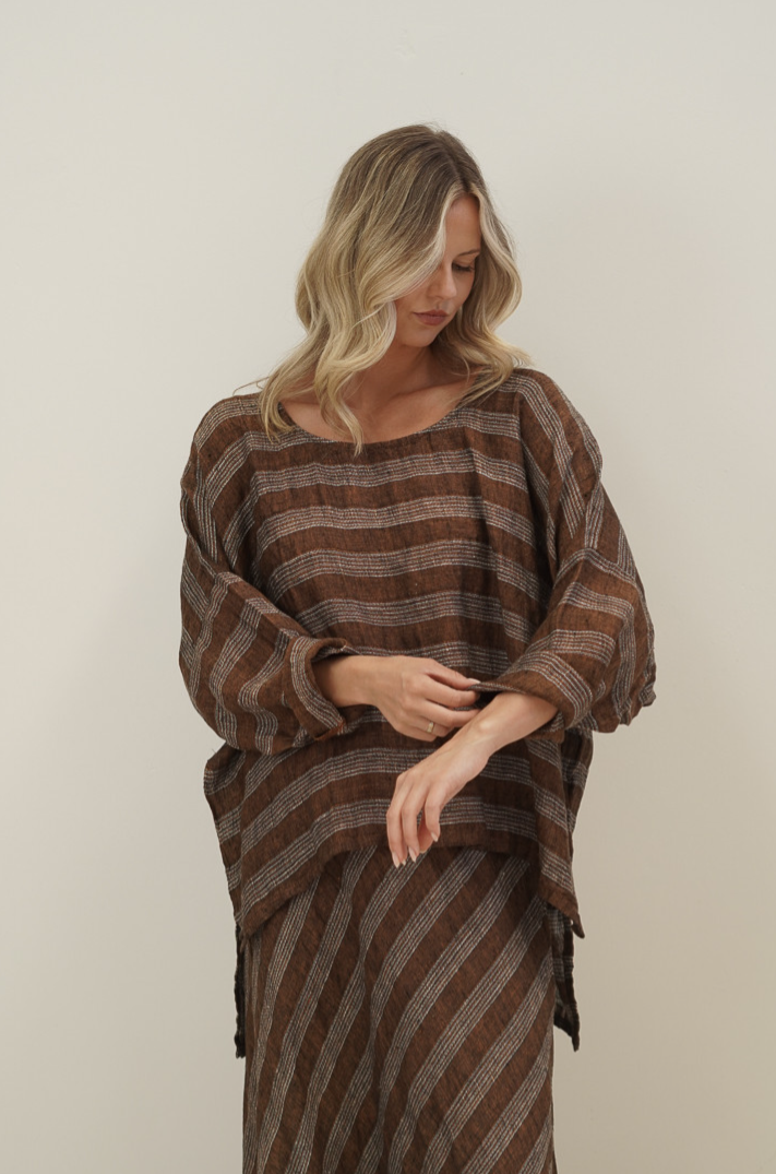 Valentina Top | Rust &amp; White Stripes
