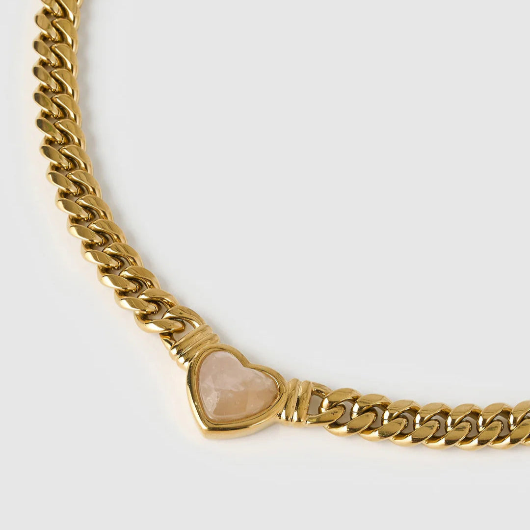 Valentine Rose Quartz Necklace | Gold