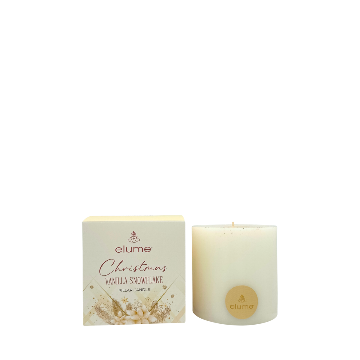 Vanilla Snowflake Pillar Candle 4x4
