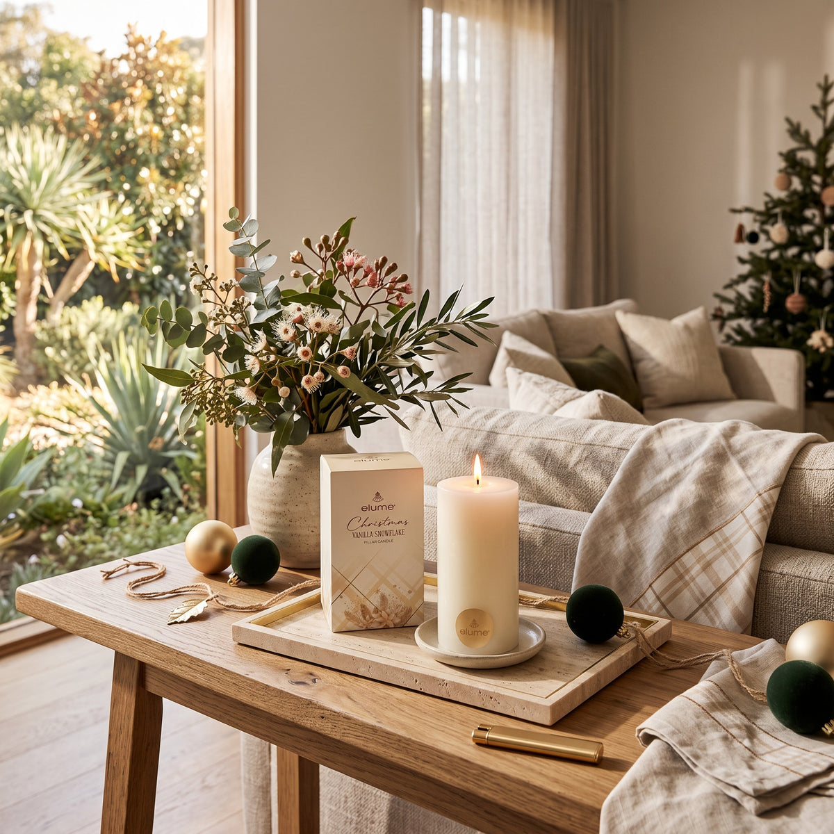 Vanilla Snowflake Pillar Candle 3×6
