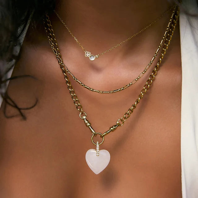 Violet Heart Necklace | White Agate