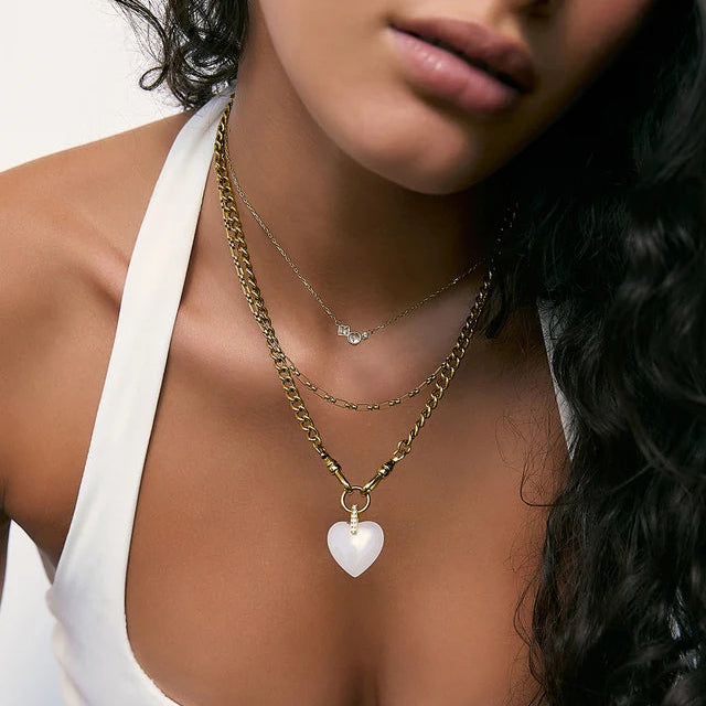 Violet Heart Necklace | White Agate