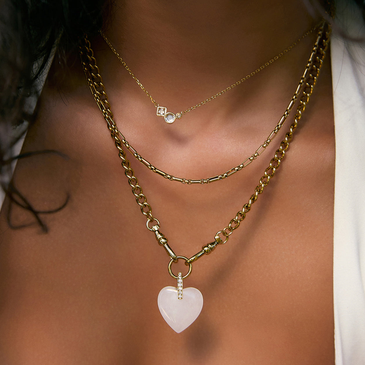 Violet Heart Necklace | White Agate