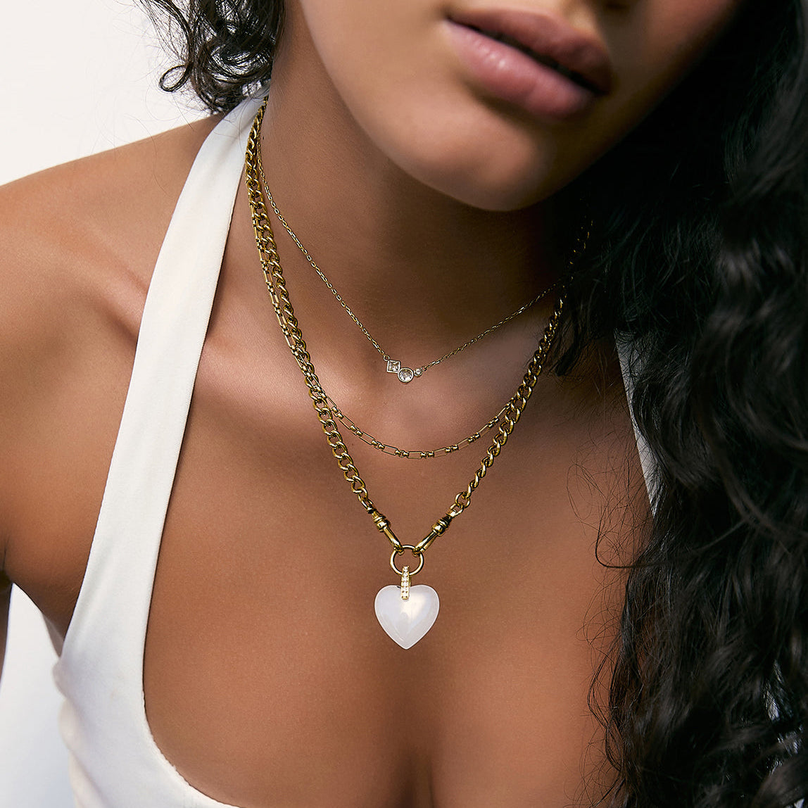 Violet Heart Necklace | White Agate