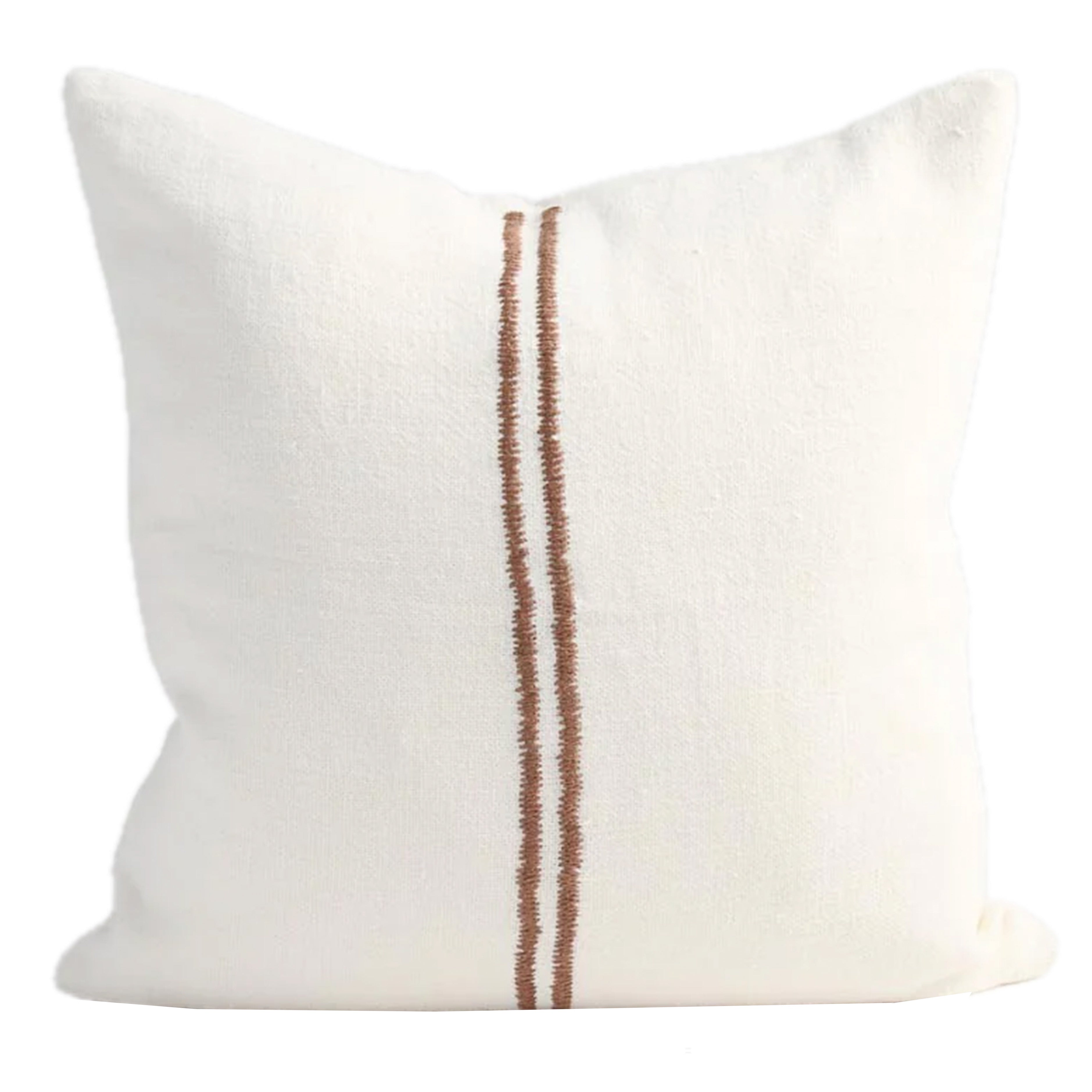 Orion Linen Cushion | Off White/Chocolate
