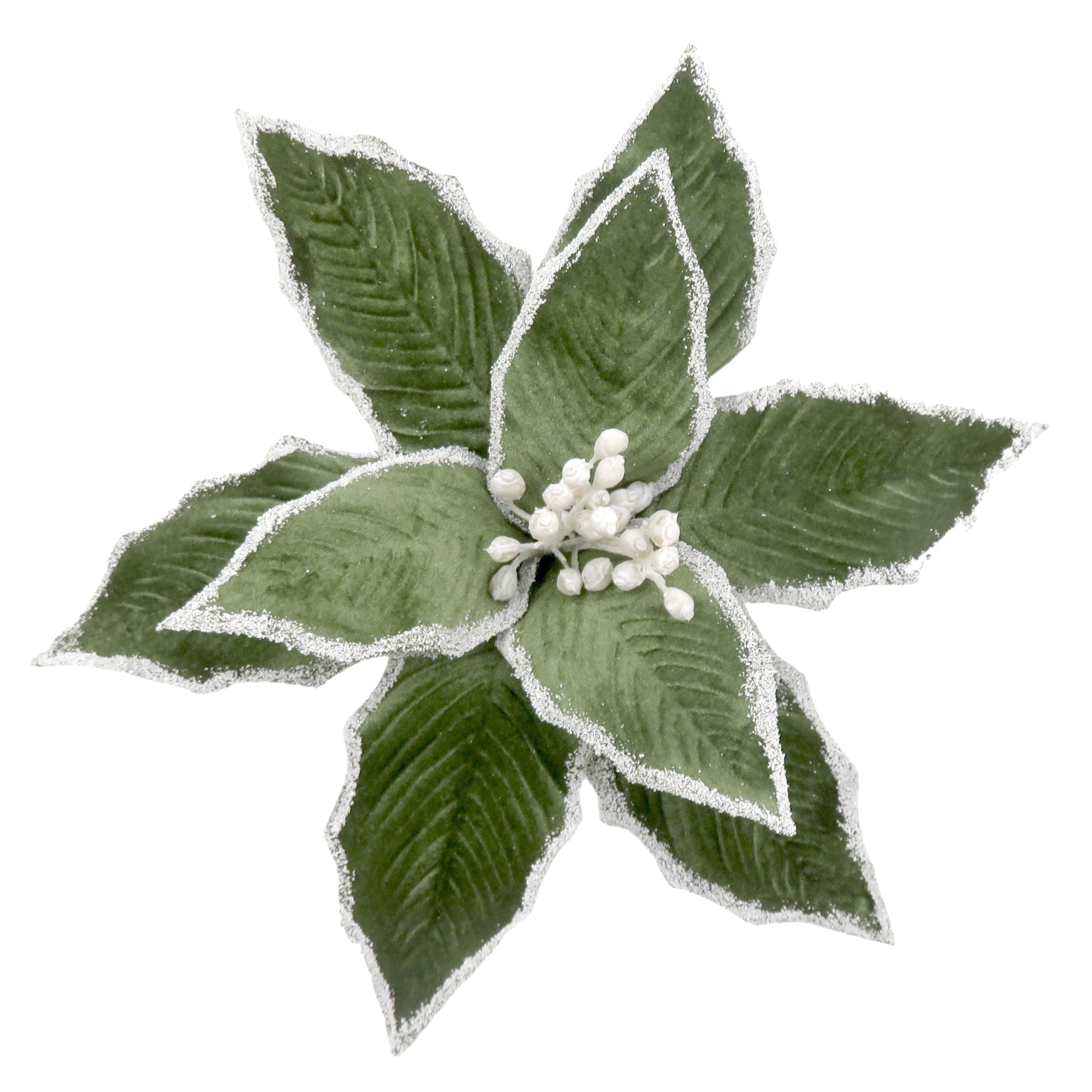 Green Poinsettia Clip On