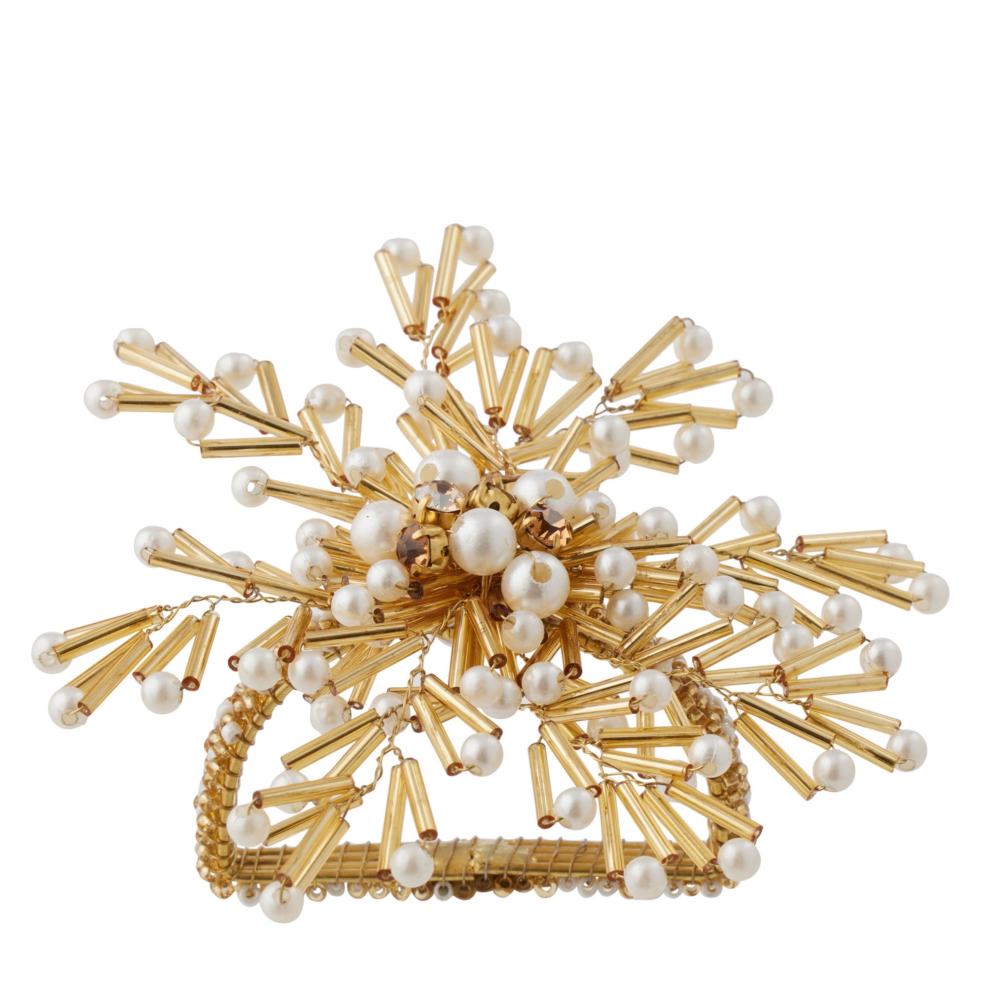 Beaded Pearl Napkin Ring | Gold