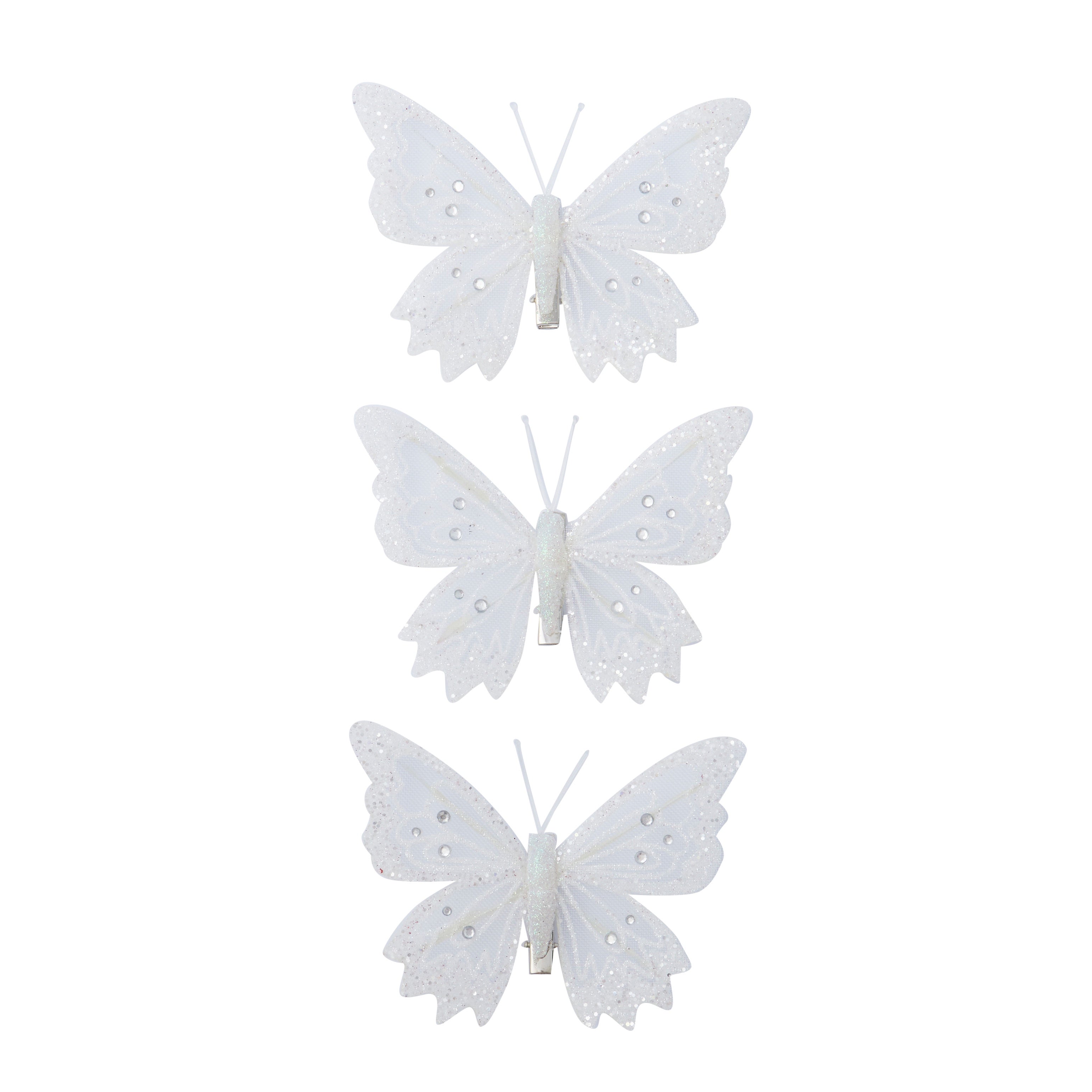 White Butterfly Clip S/3