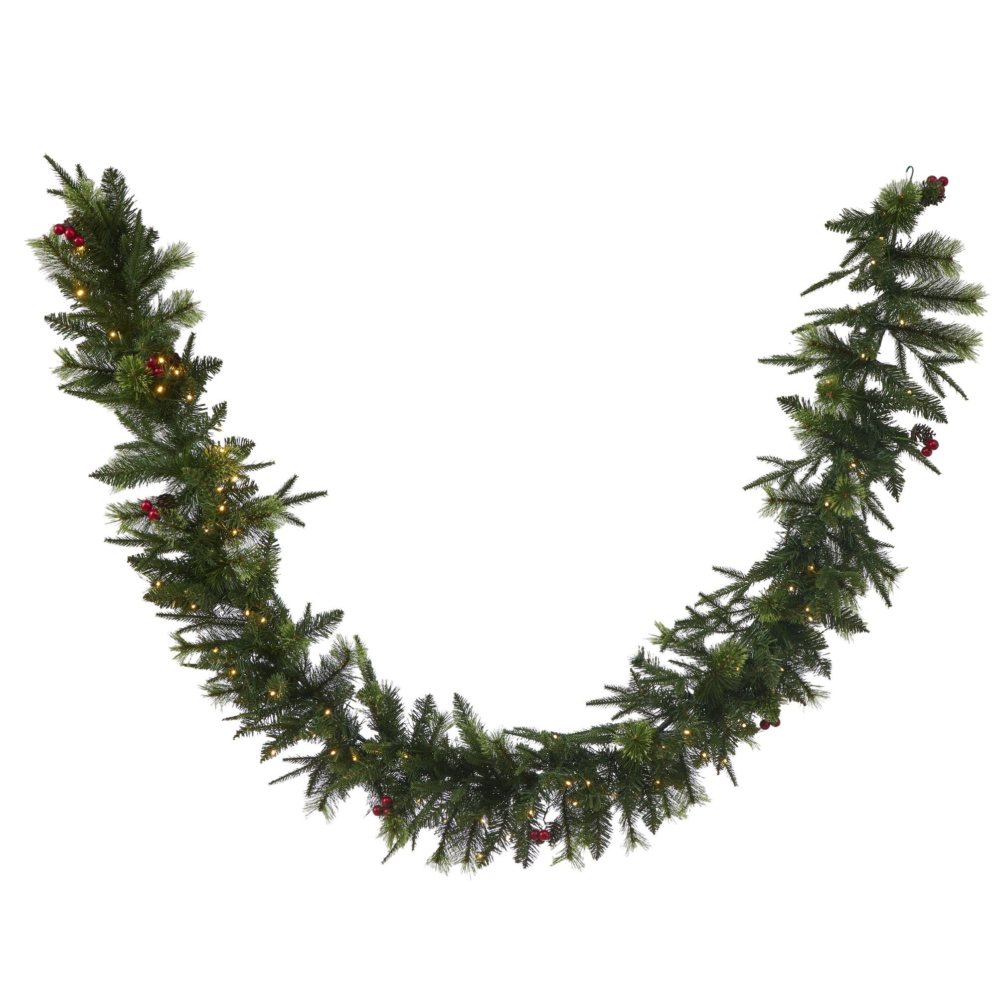 Pine LED Garland w/Cones &amp; Berries