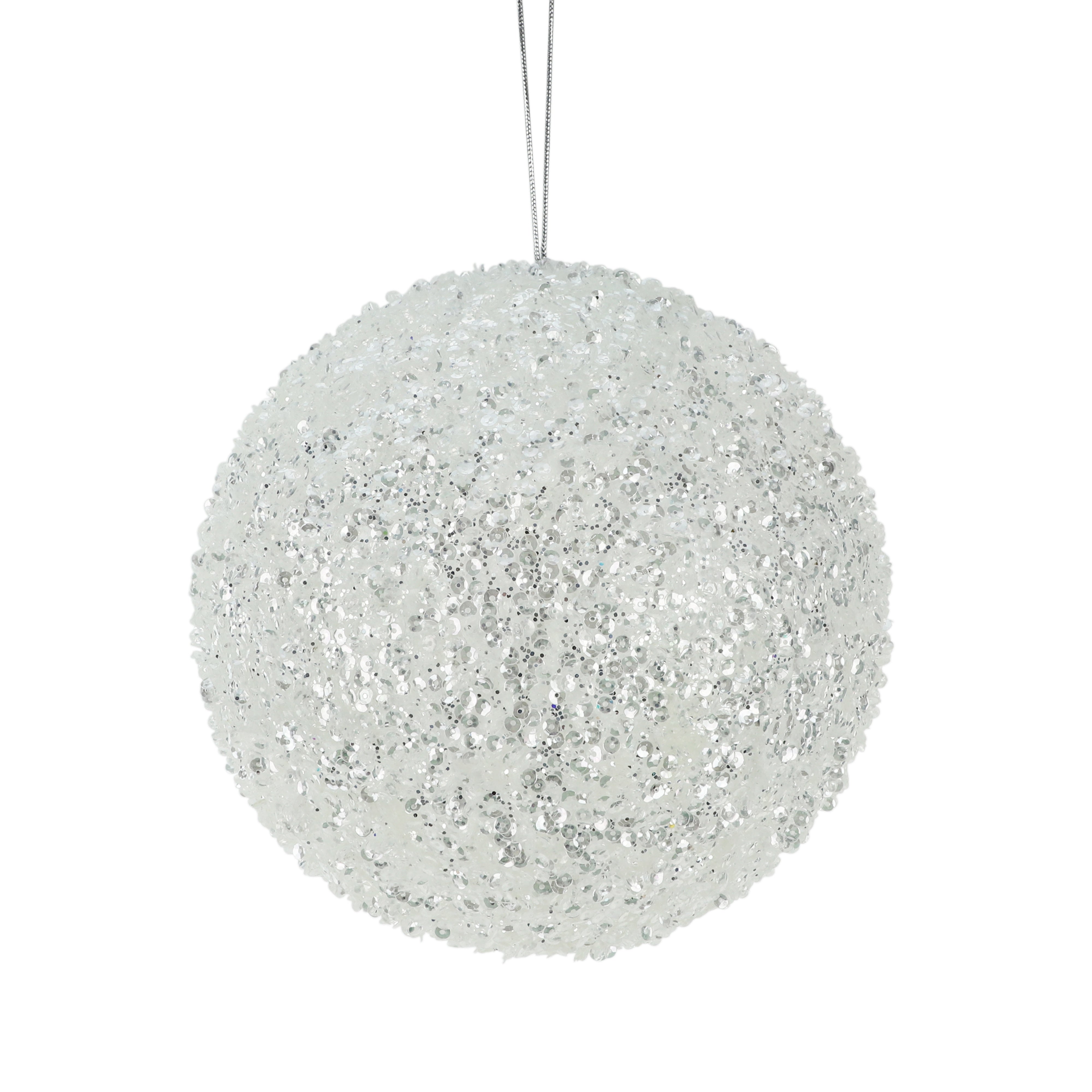 White Beaded Sequin Bauble | Large