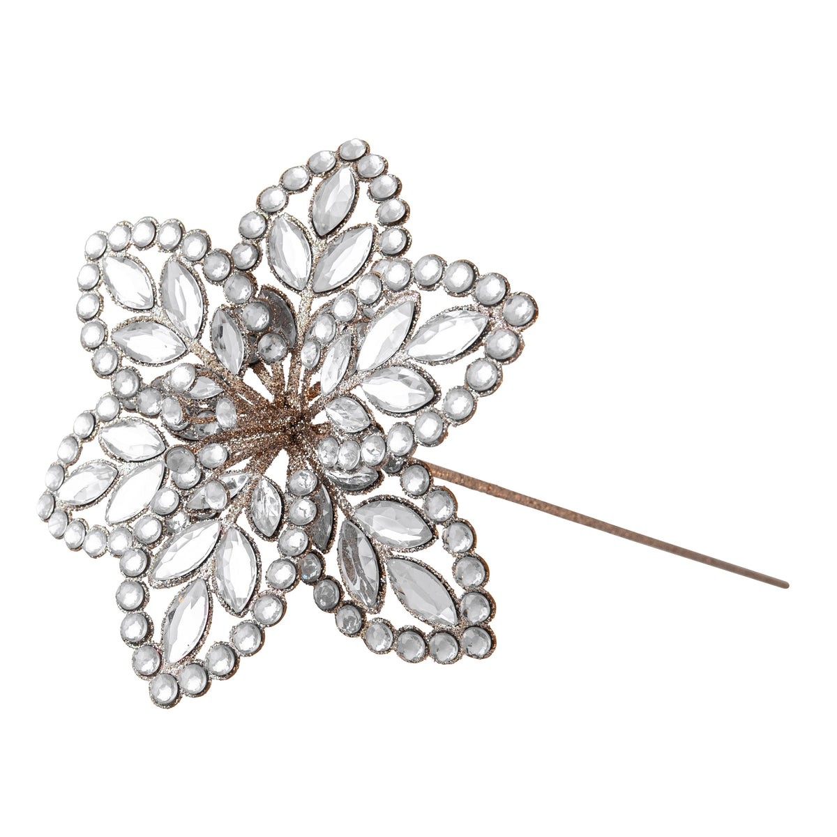 Jewelled Champagne Poinsettia Stem