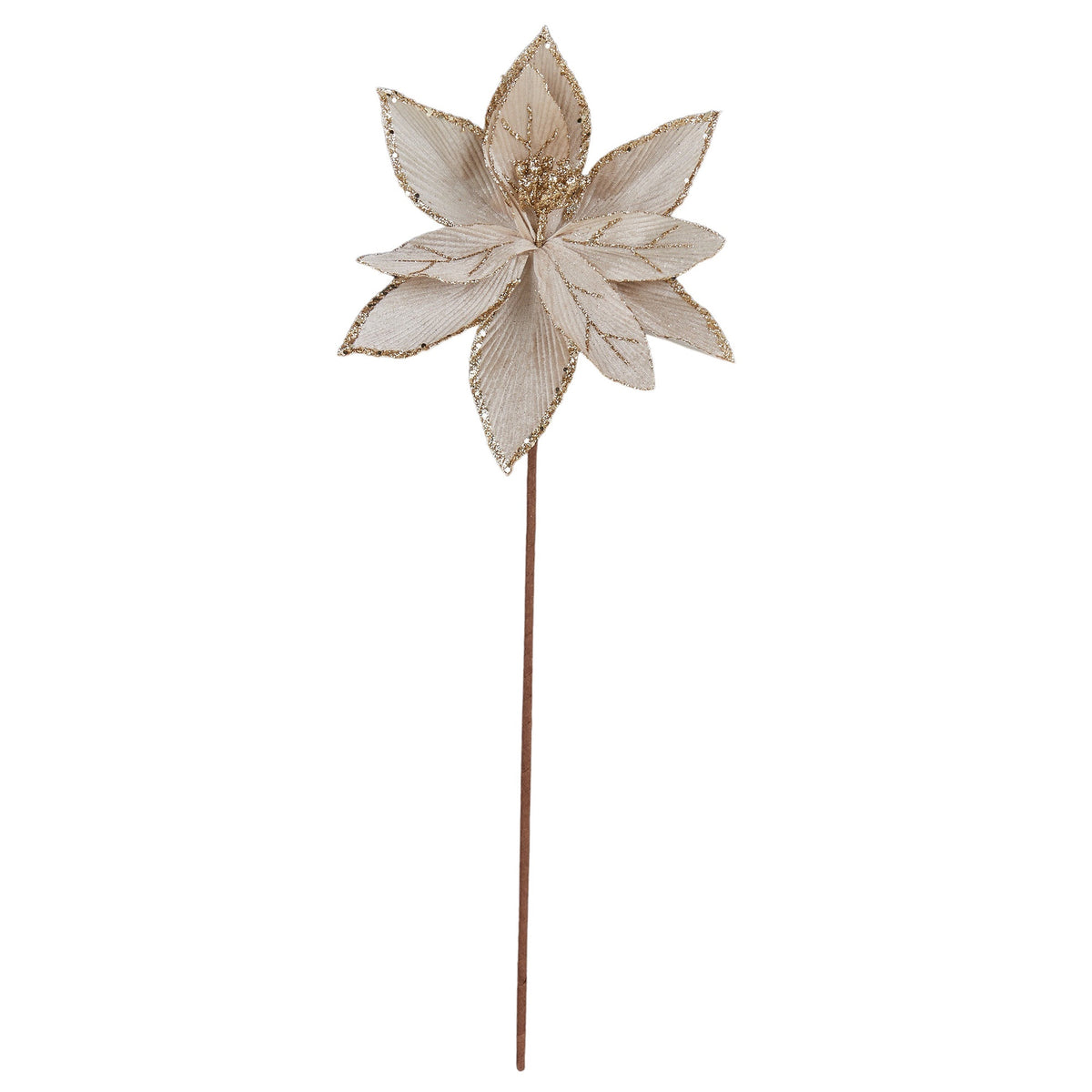 Champagne Poinsettia Fabric Stem