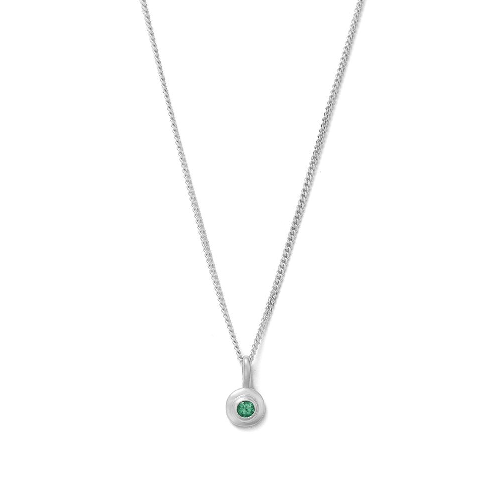 Birthstone Pendant | May - Emerald | Silver