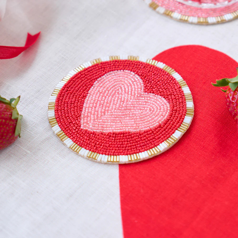 Beaded Coasters  Heart | Box Set of 4