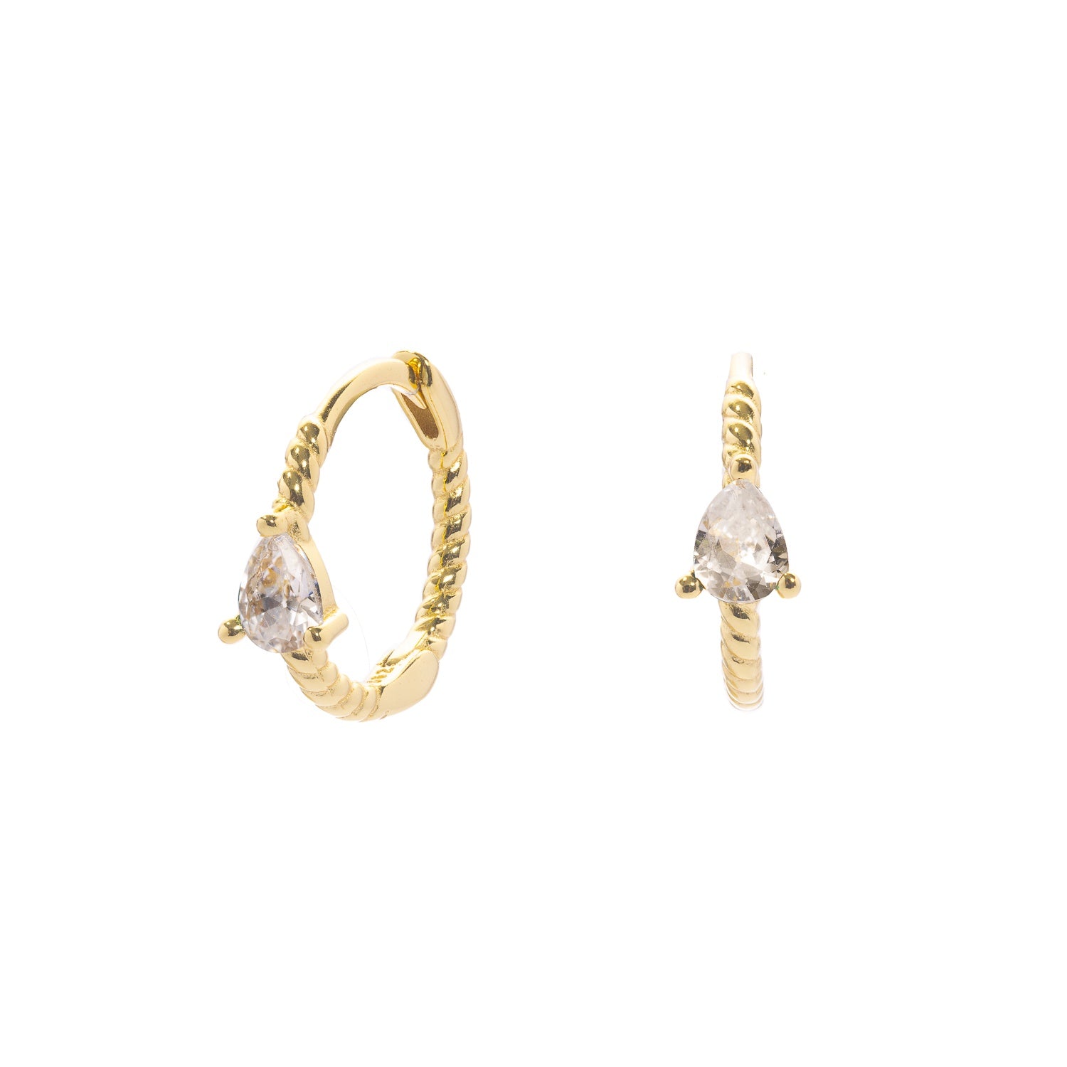 Crystal Teardrop Huggy Earring | Gold