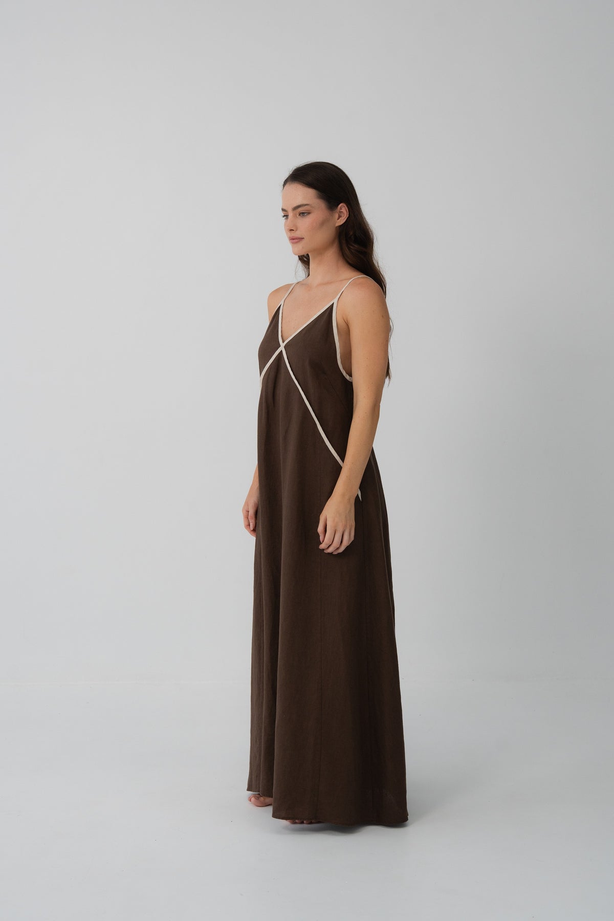 Azalea Linen Dress | Chocolate