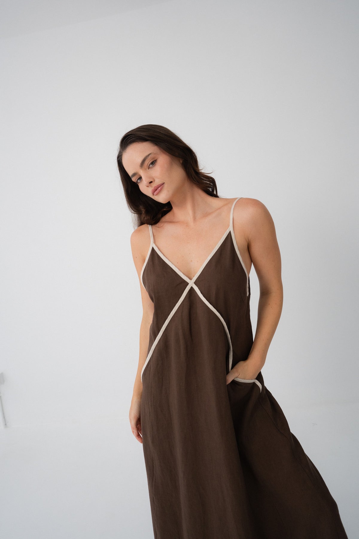 Azalea Linen Dress | Chocolate