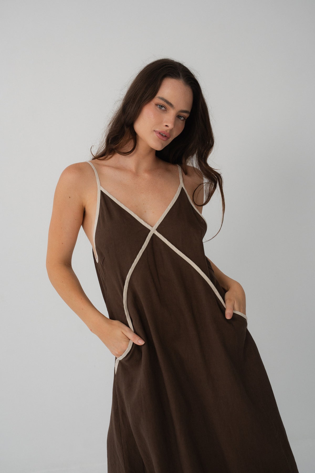 Azalea Linen Dress | Chocolate