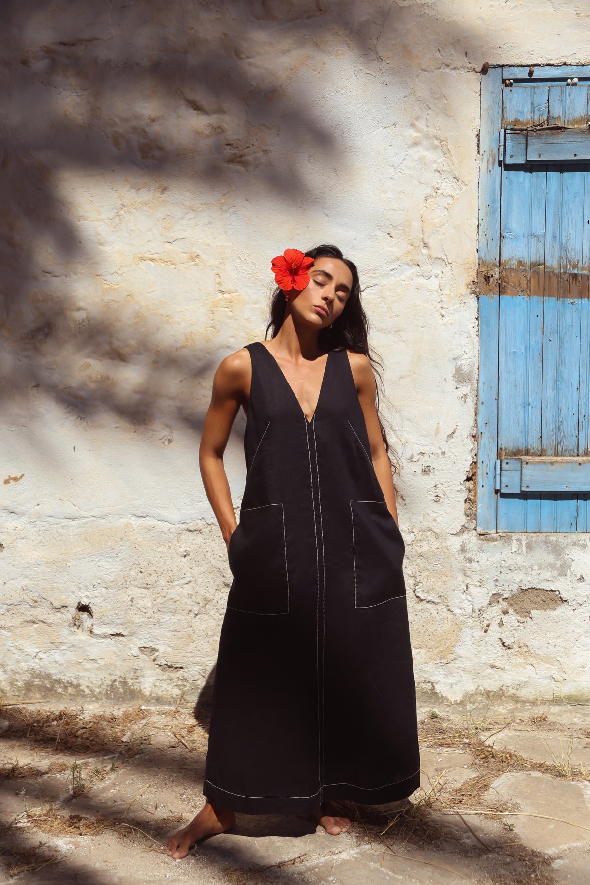 Iris Linen Dress | Black