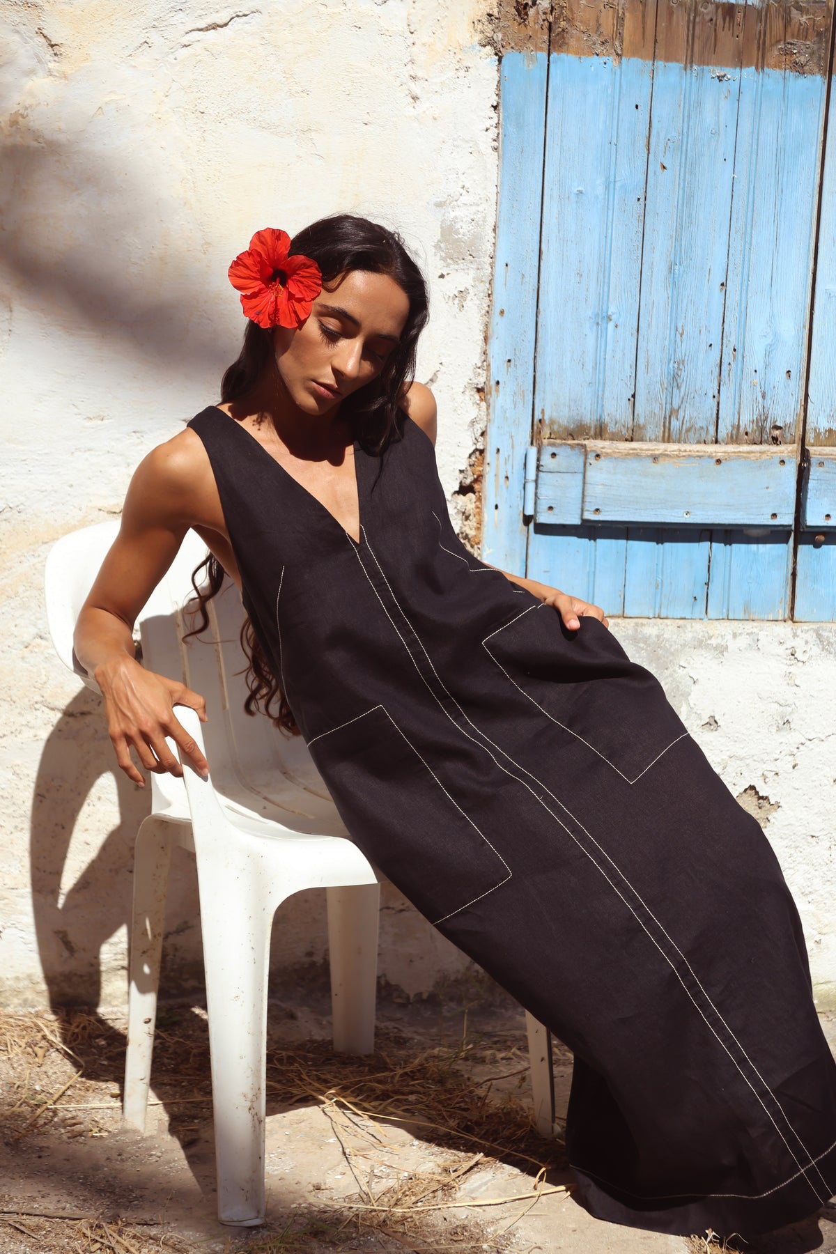 Iris Linen Dress | Black