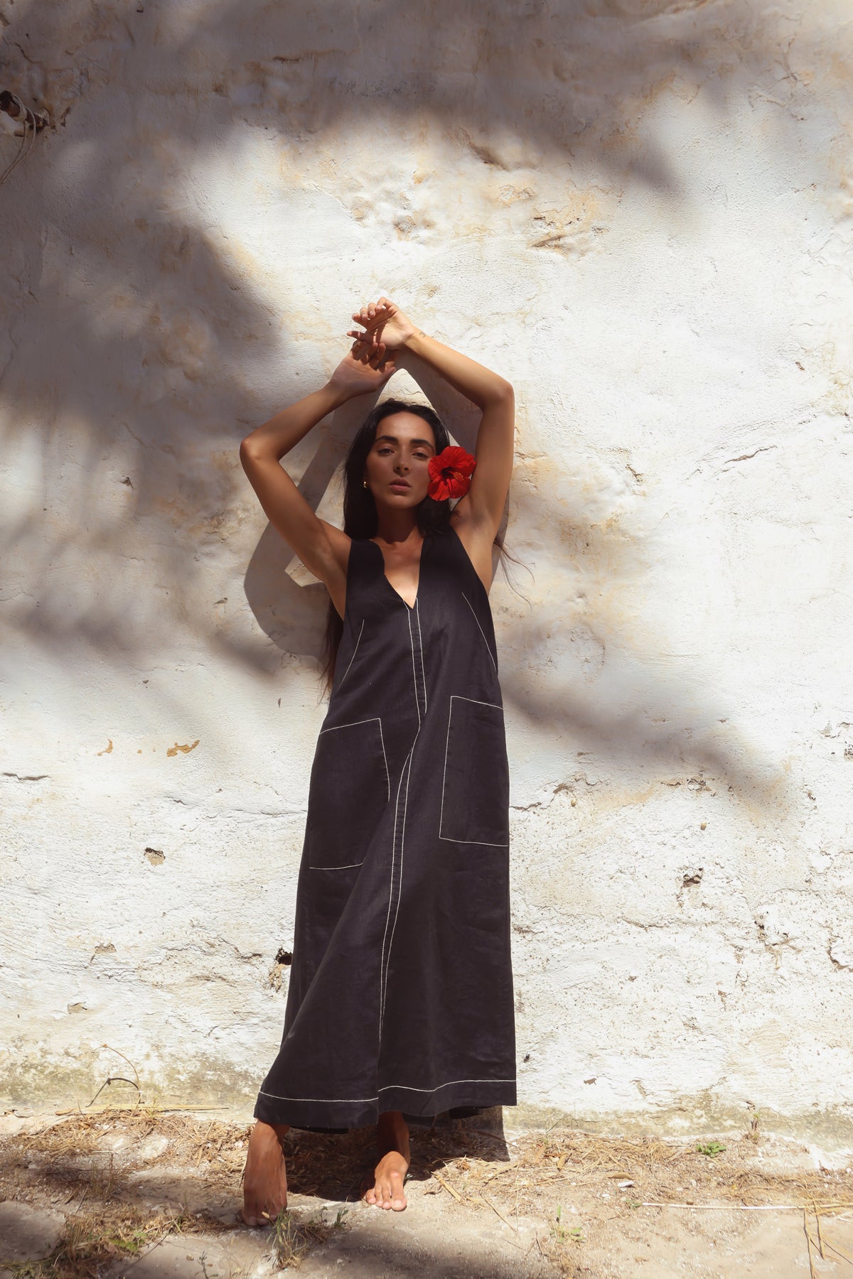 Iris Linen Dress | Black