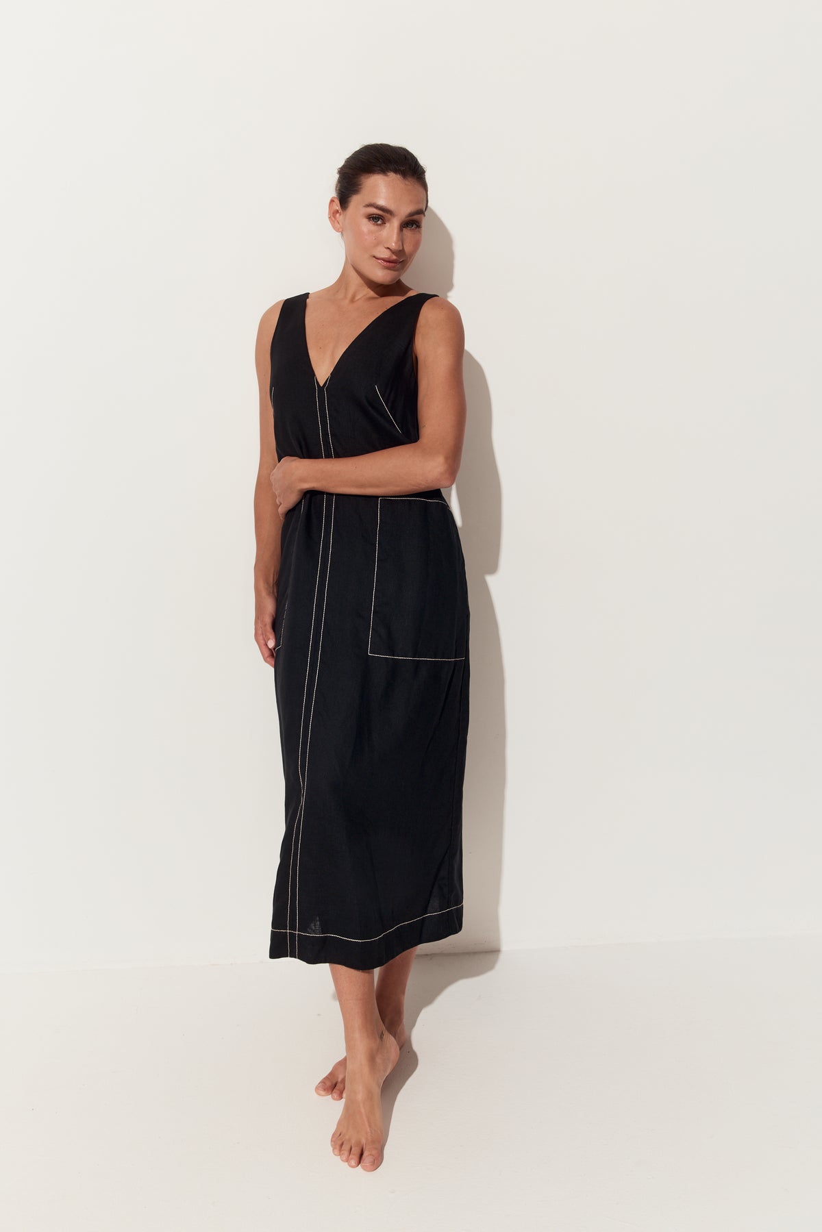 Iris Linen Dress | Black