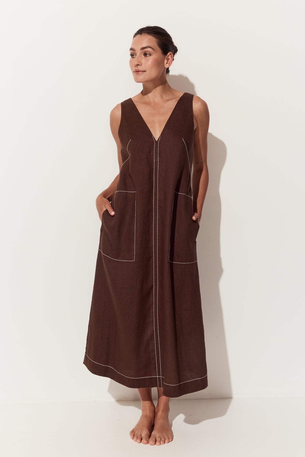 Iris Linen Dress | Chocolate