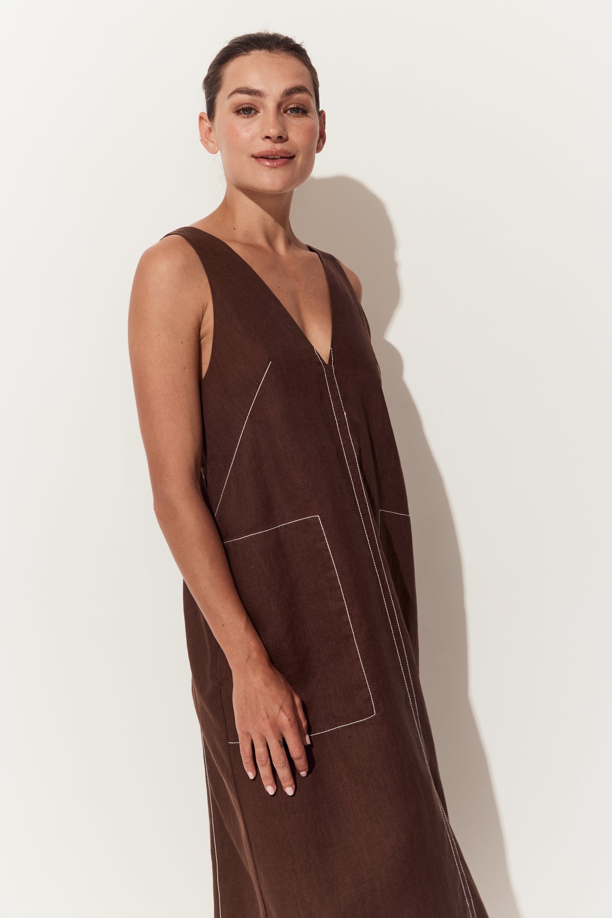 Iris Linen Dress | Chocolate